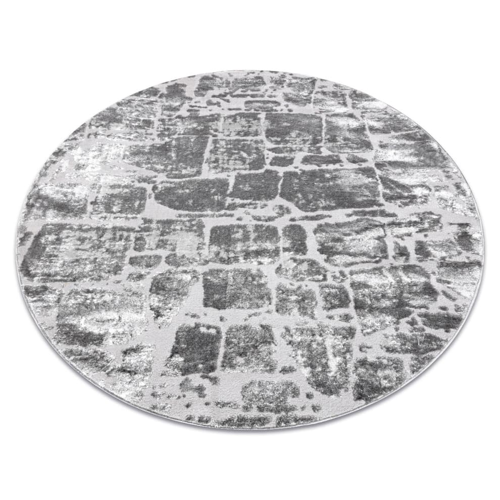 Modern MEFE carpet Circle 6184 Paving brick - structural two levels of fleece dark grey  circle 120 cm