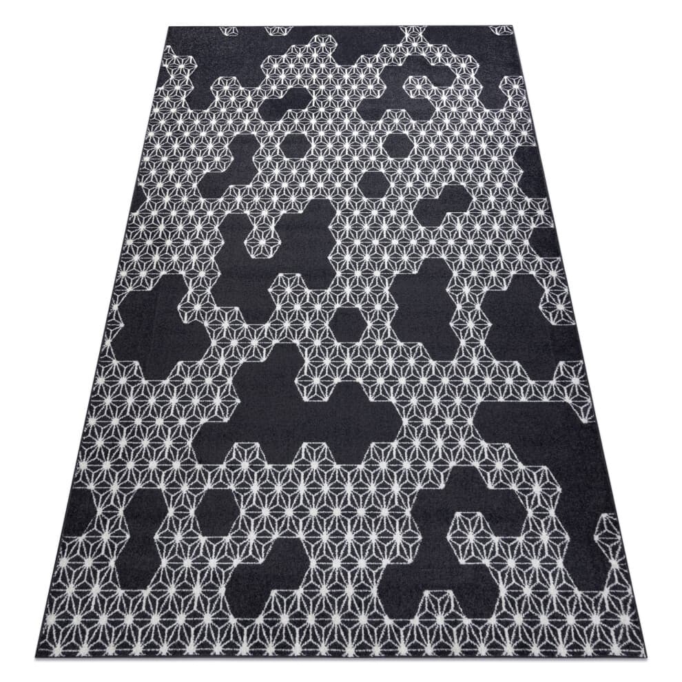 Carpet HEOS 78547 anthracite / cream HEXAGON, PUZZLE 120x170 cm