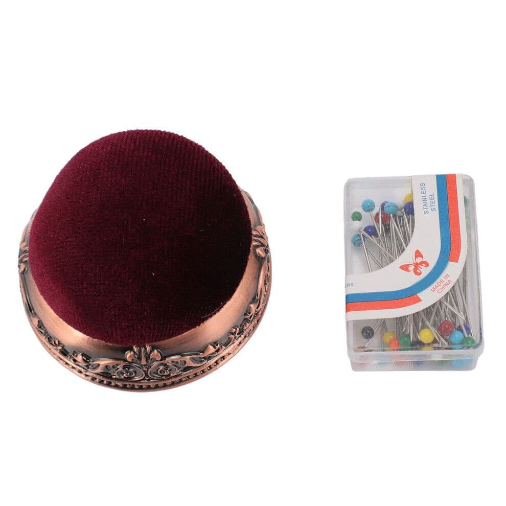 Vintage Pin Cushion Soft Elastic Metal Base Half