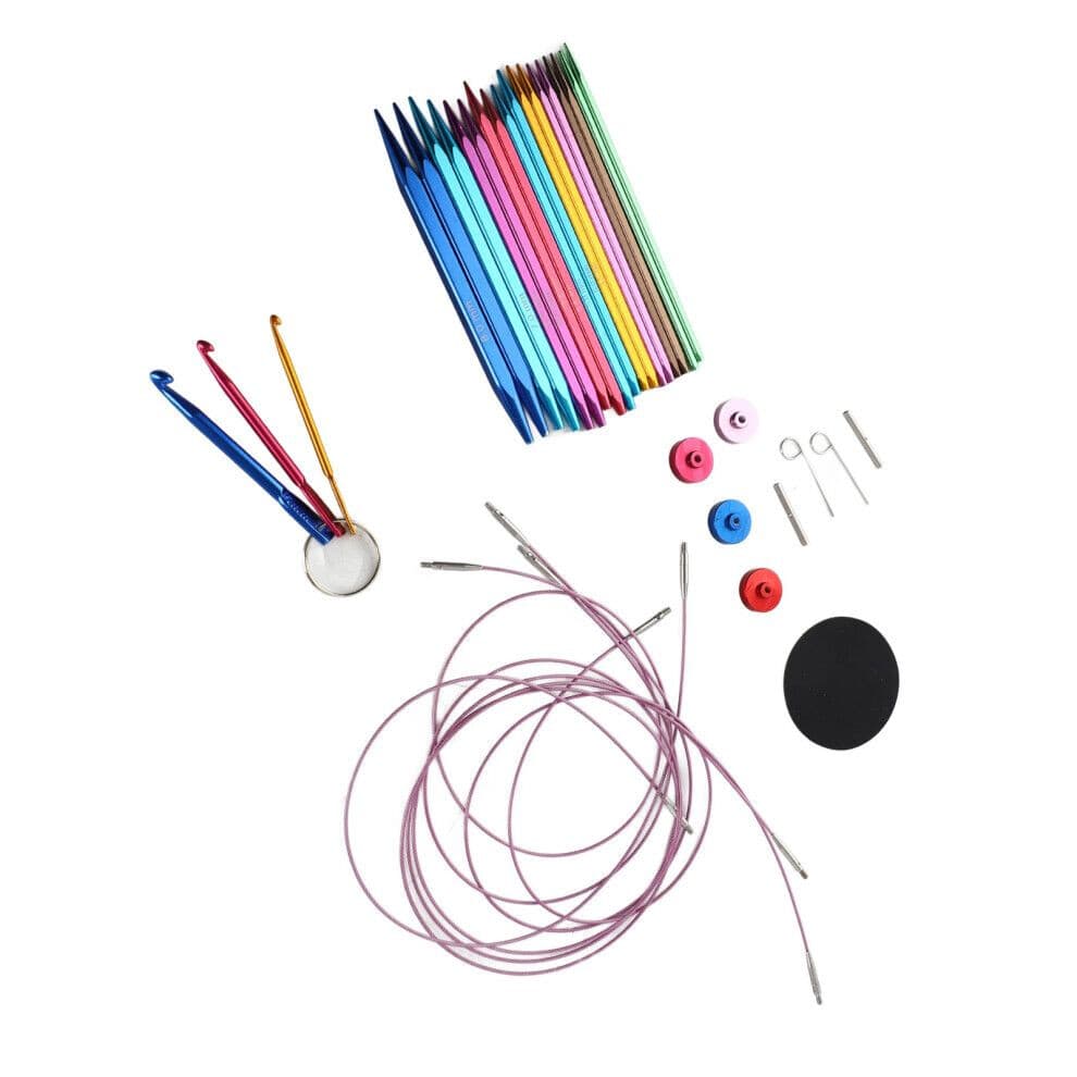 9 Pairs Colorful Aluminum Circular Knitting Needles Set 3.5-8mm, 40-100cm