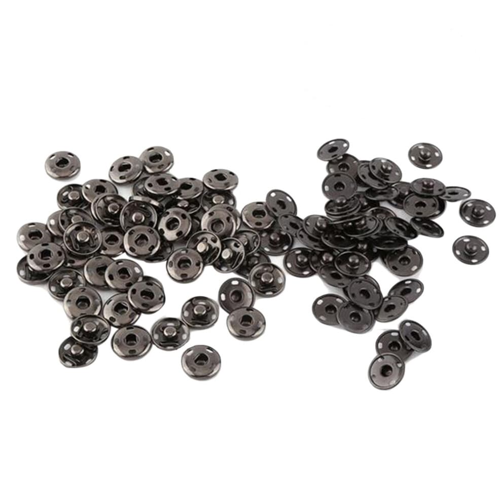 50Sets Brass Sew on Snaps Fasteners Black Metal Buttons for DIY Sewing