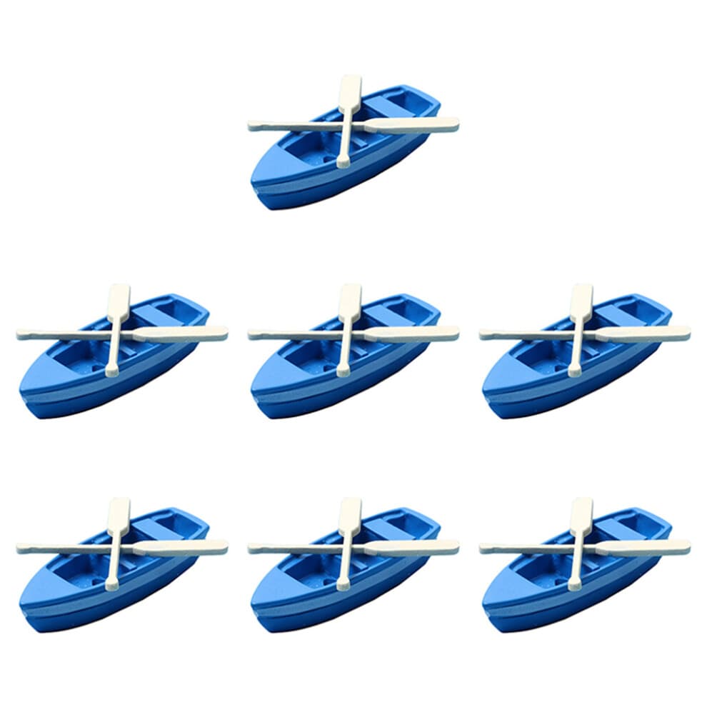 7Set Blue Resin Mini Boats Beach Style Miniature Decor for Doll House