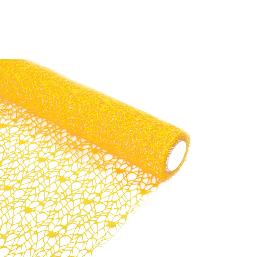 Flower Wrap Gauze Net Yarn Curtain Yellow 1 Set