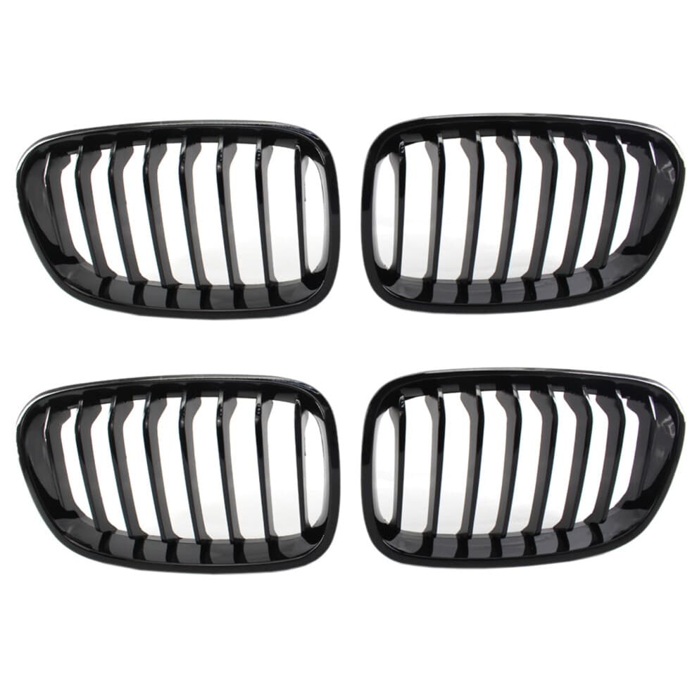2X Bright Black Front Kidney Grill Grille for  F20 F21 1 Series 2011-2014