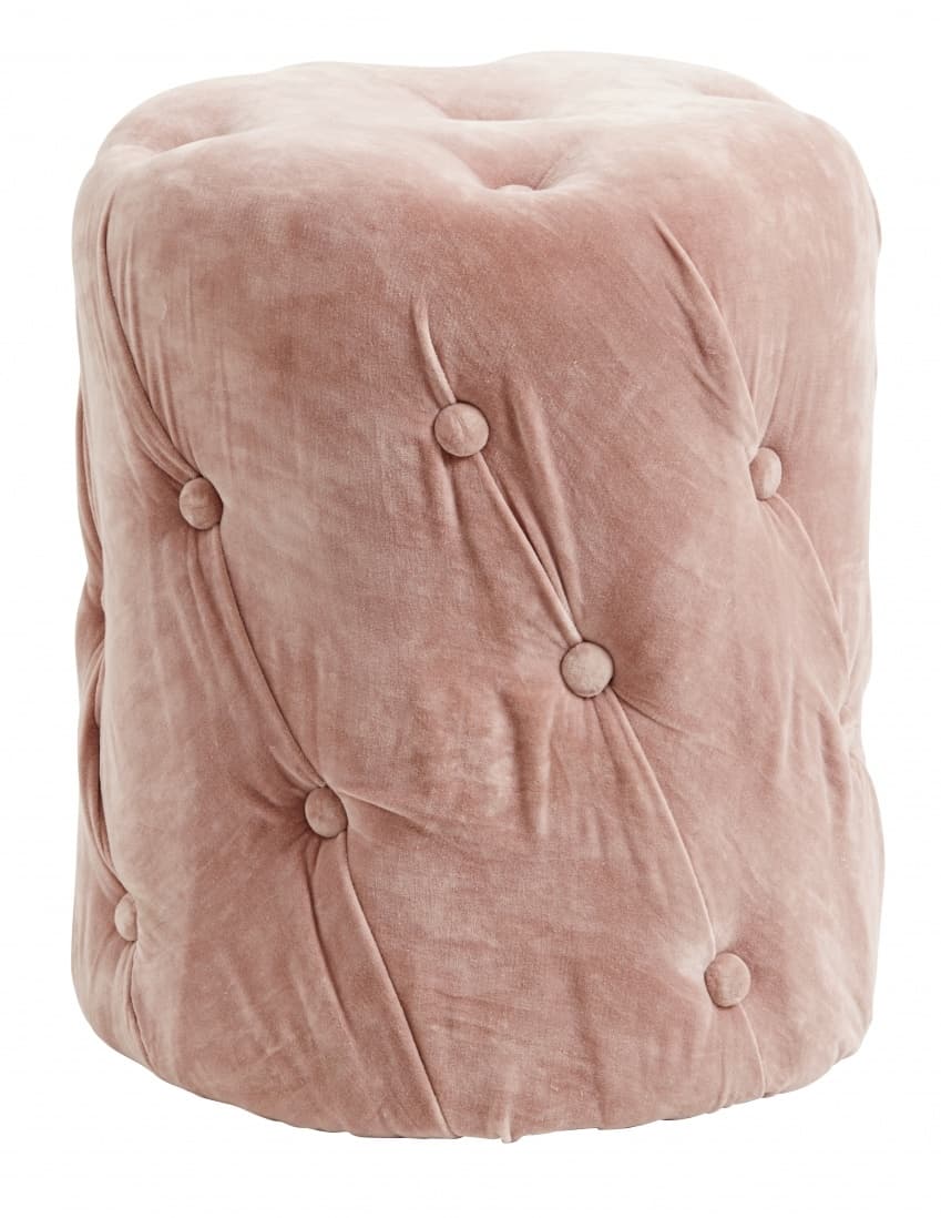 Nordal Velvet ottoman with buttons - pink