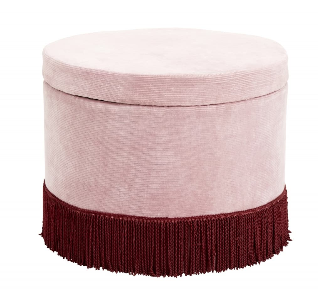 Nordal Corduroy ottoman with lid - pink / burghundy