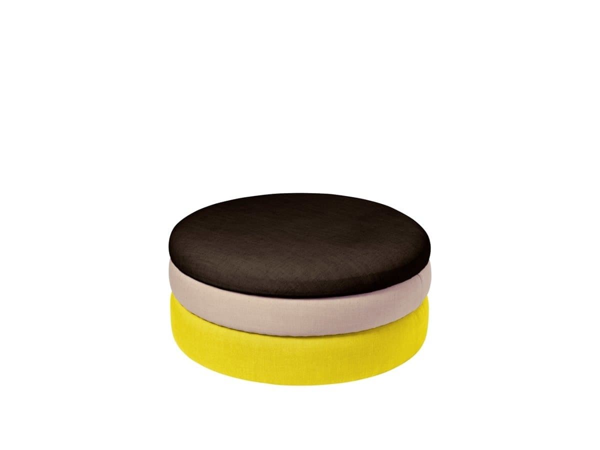 Broste Copenhagen Pond pouf yellow/beige/dark grape Ø68cm - 31001148