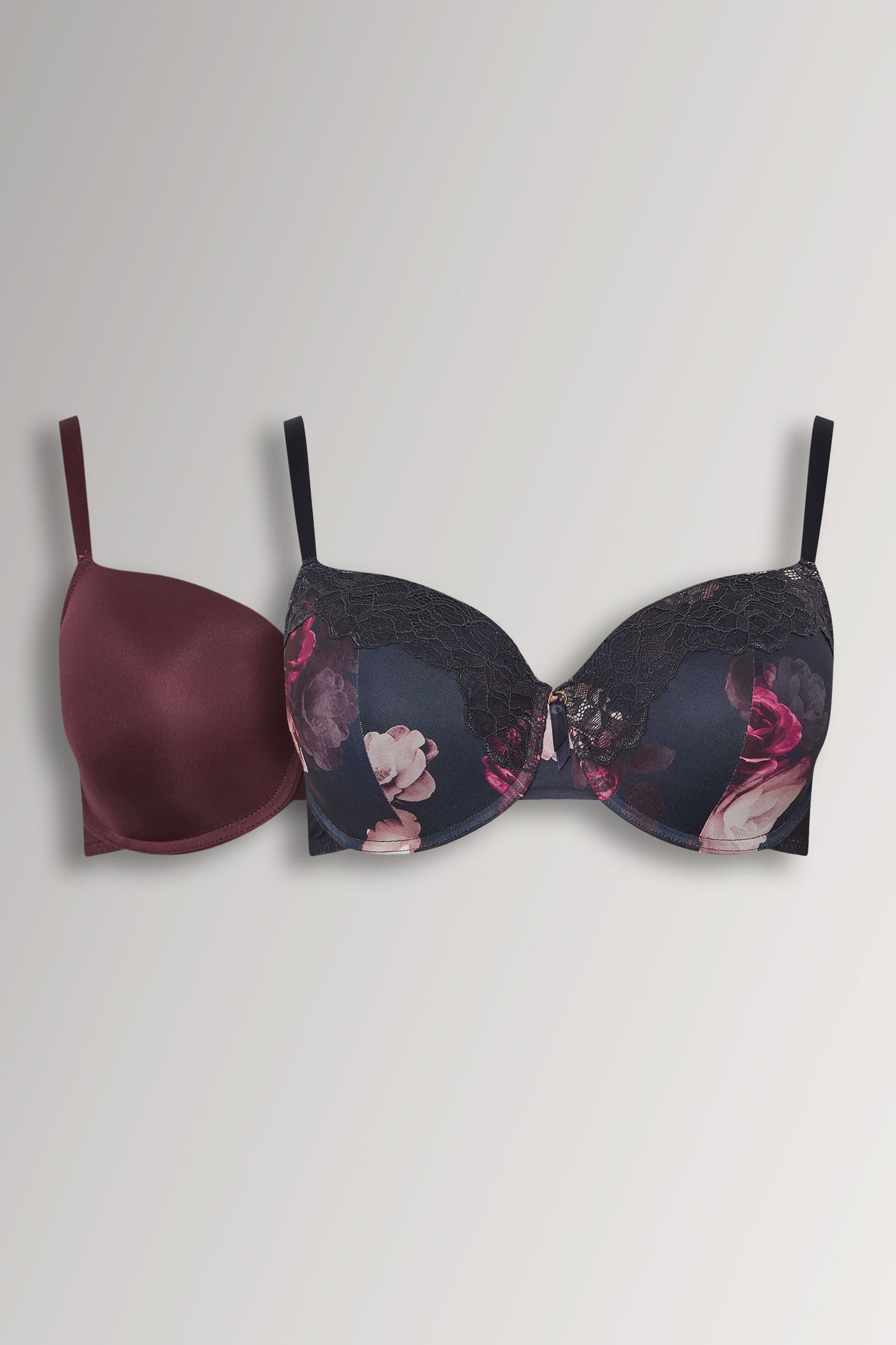 Yours Yourset 2 Pack Plus Size Navy Blue Floral Print Tshirt Bras Size 42G