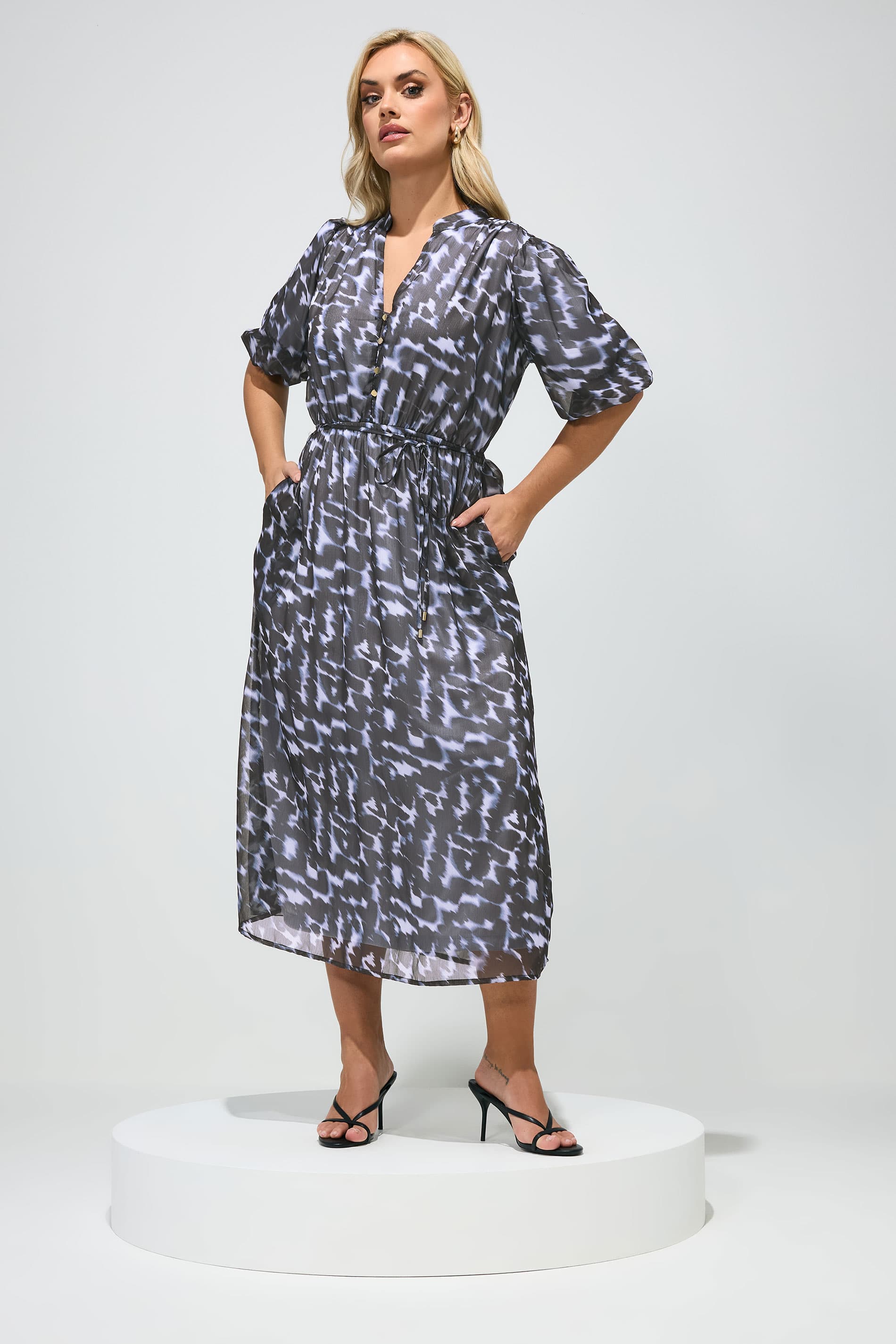 Yours London Plus Size Blue Abstract Animal Print Shirt Dress Size 22