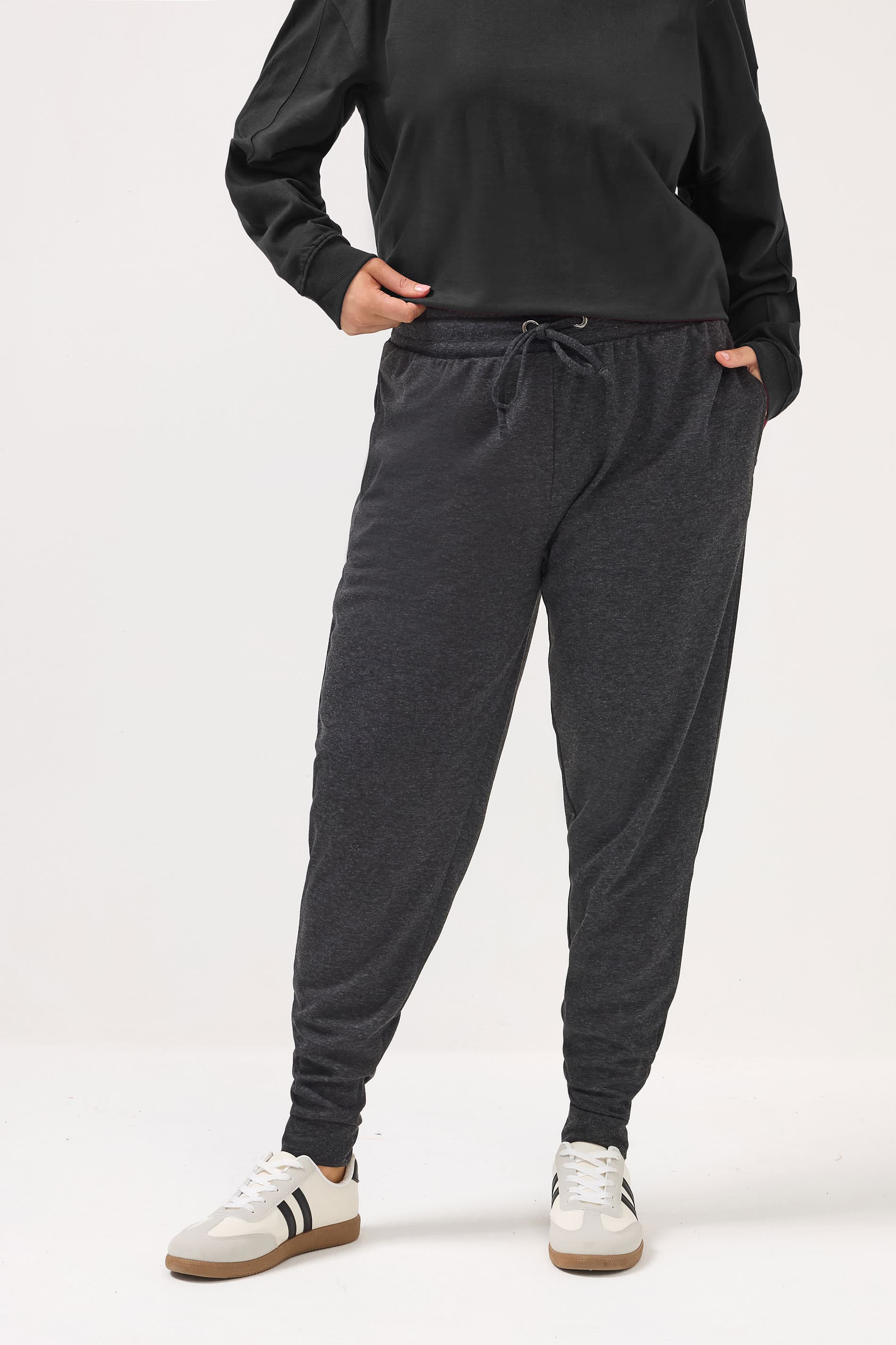Yours Plus Size Black Tie Waist Joggers Size 30-32