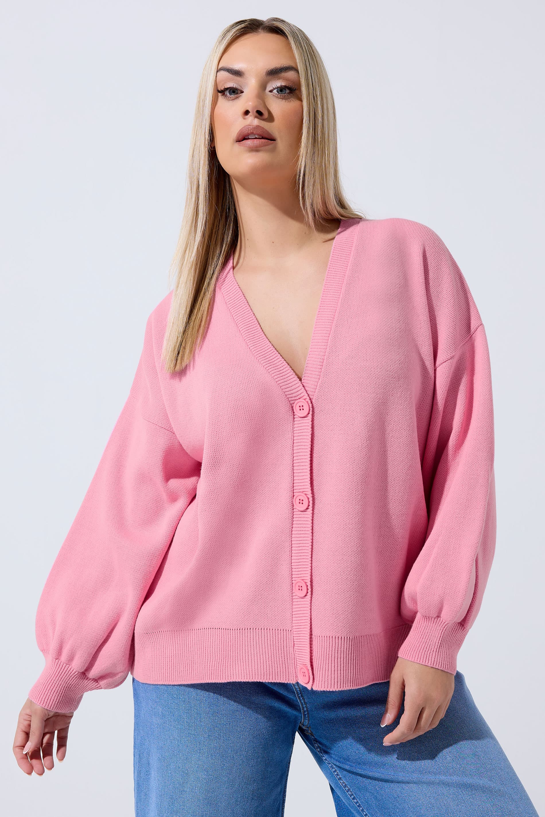 Limited Collection Plus Size Pink Balloon Sleeve Cardigan Size 18-20