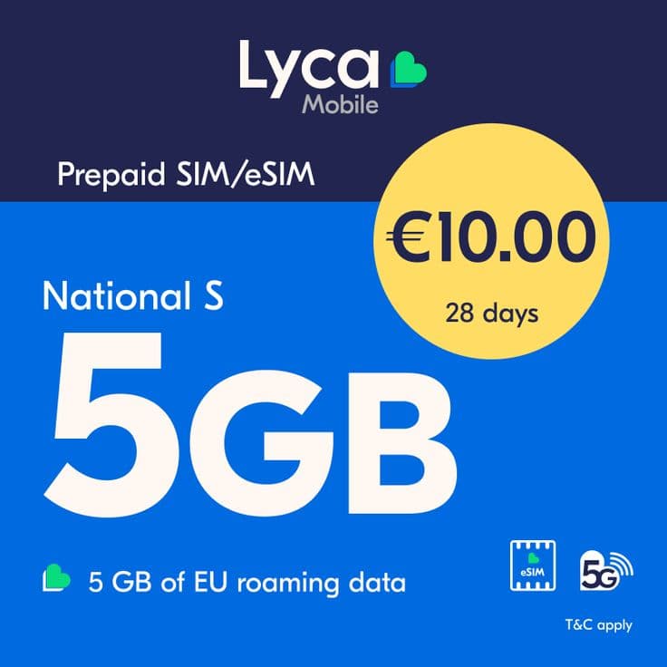 National S - 5GB Data for €10