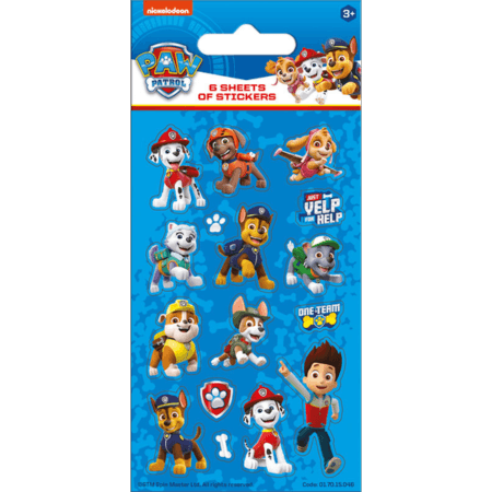 Paw Patrol Blue Party Stickers 6 Sheets