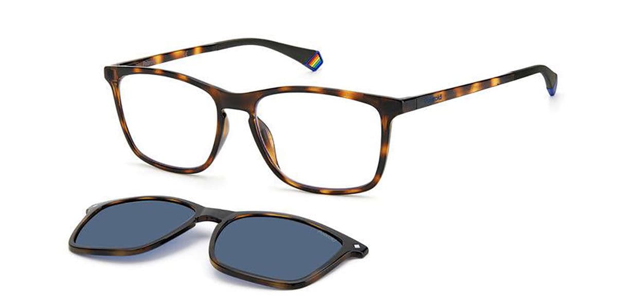 Polaroid PLD 6139/CS With Clip-On 086/C3 Men's Eyeglasses Tortoiseshell Size 55 - Blue Light Block Available