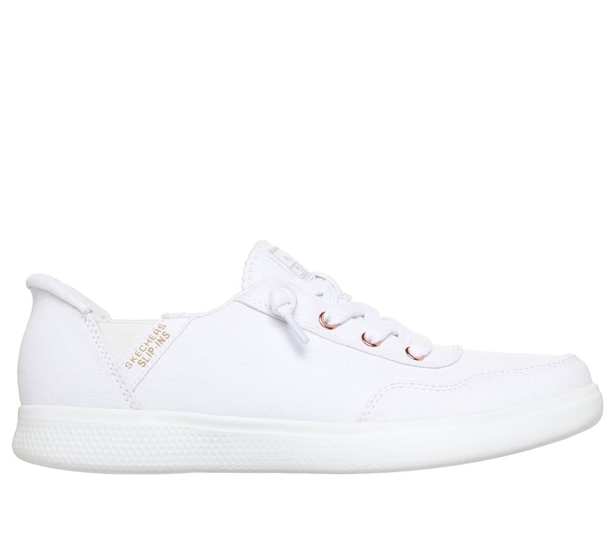Skechers Women's Slip-ins: BOBS Skip Cute - Keep It Sweet Slip-On Shoes in White, Size 7, Vegan, Machine Washable