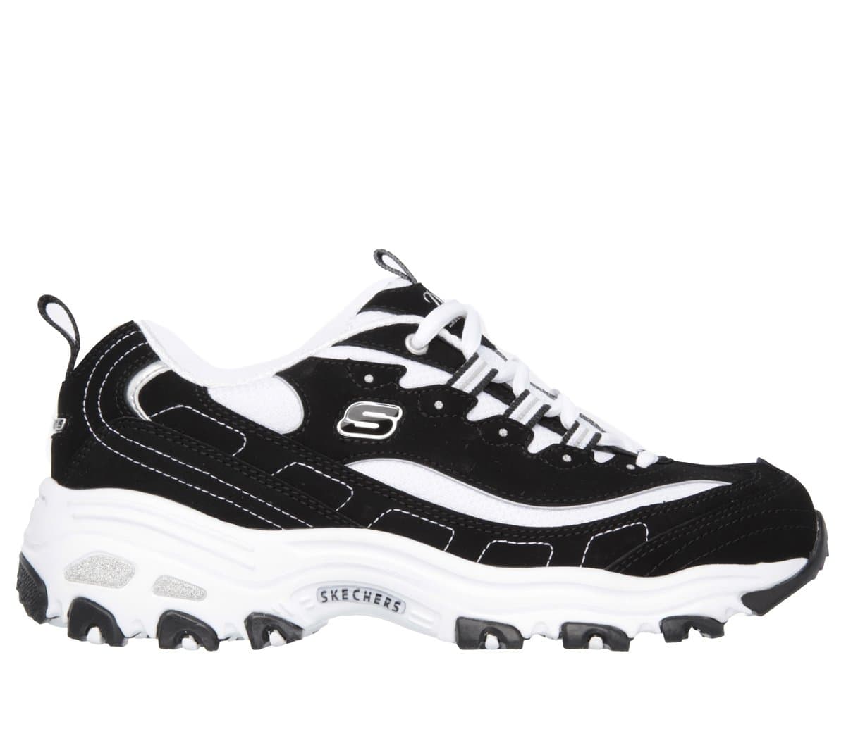 Skechers Women's D'Lites - Biggest Fan Sneaker in Black/White, Size 5.5