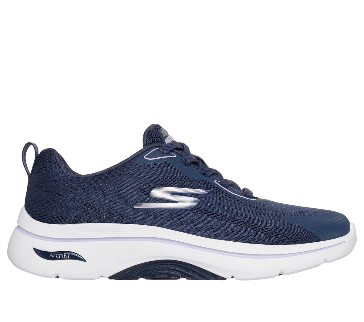 Skechers Women's GO WALK Arch Fit 2.0 - Cassy Sneaker in Navy Blue/Lavender, Size 7, Vegan, Machine Washable