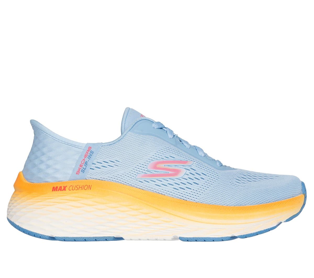 Skechers Women's Slip-ins: Max Cushioning Elite 2.0 Sneaker in Blue/Orange, Vegan, Machine Washable