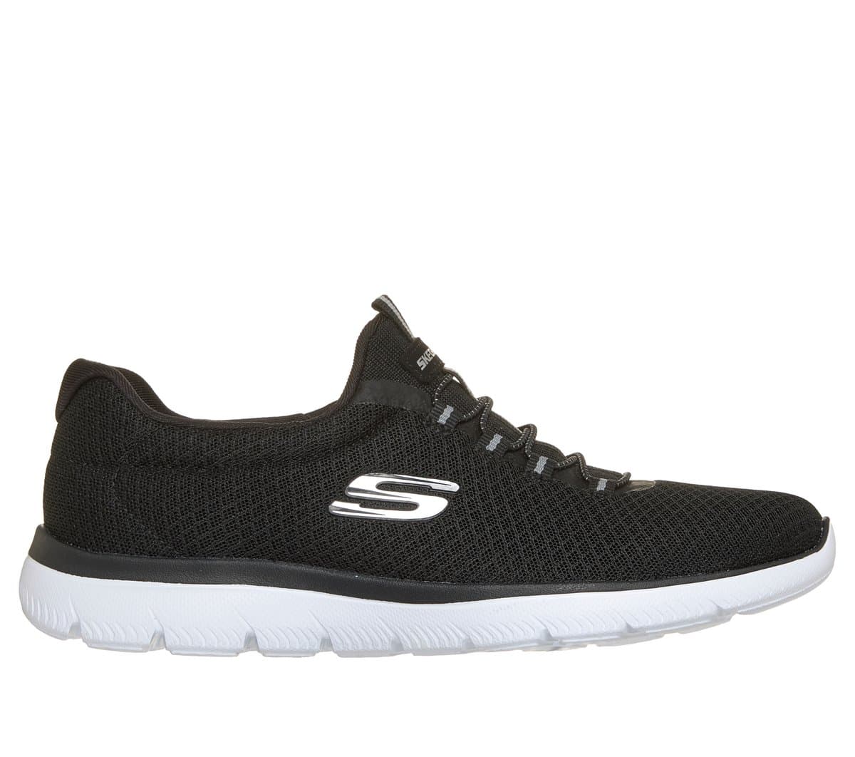 Skechers Women's Summits Sneaker in Black/White, Size 10, Vegan, Machine Washable
