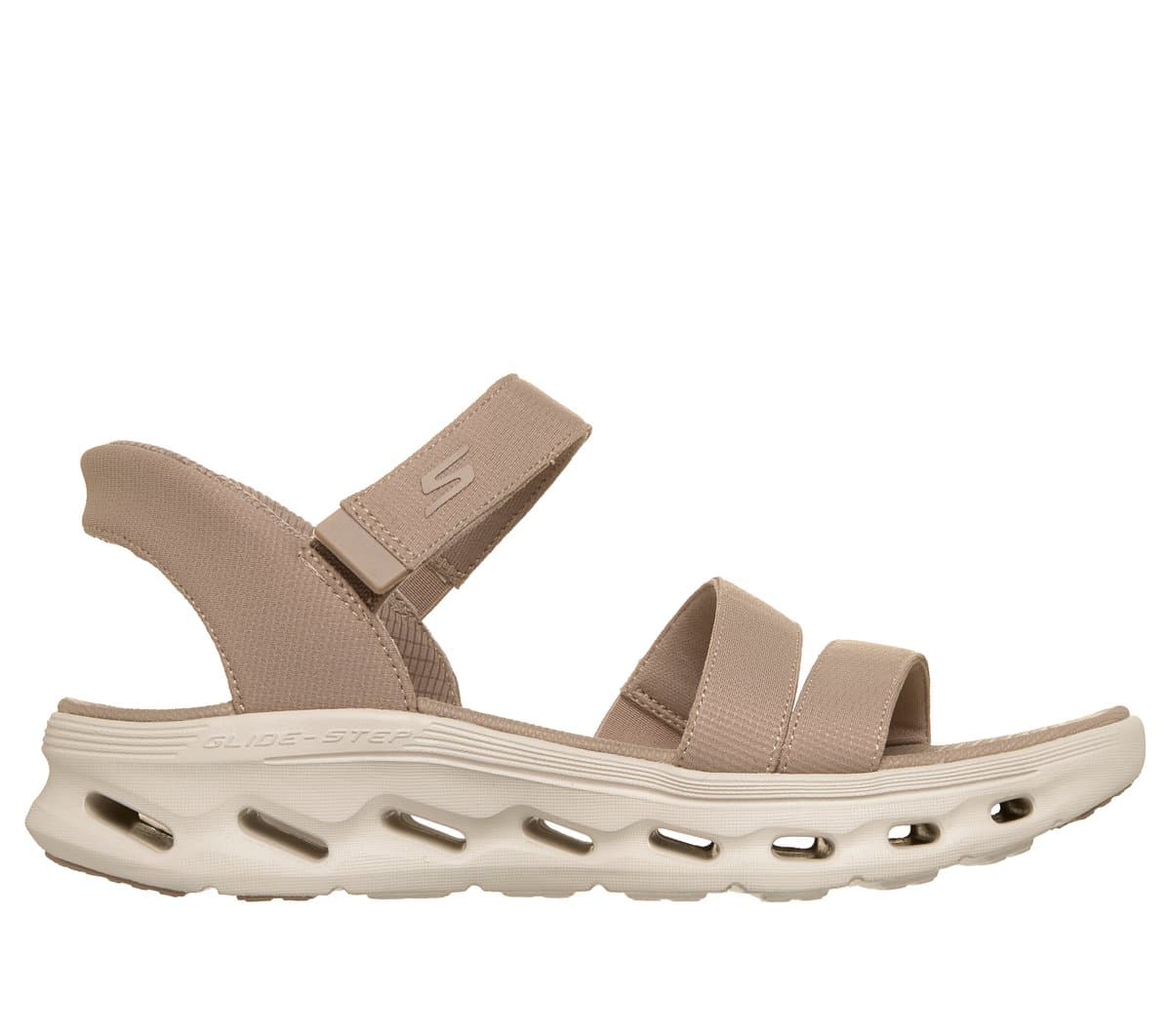 Skechers Women's Slip-ins: GO WALK Glide-Step 2.0 Sandal - Ella in Taupe, Vegan, Machine Washable
