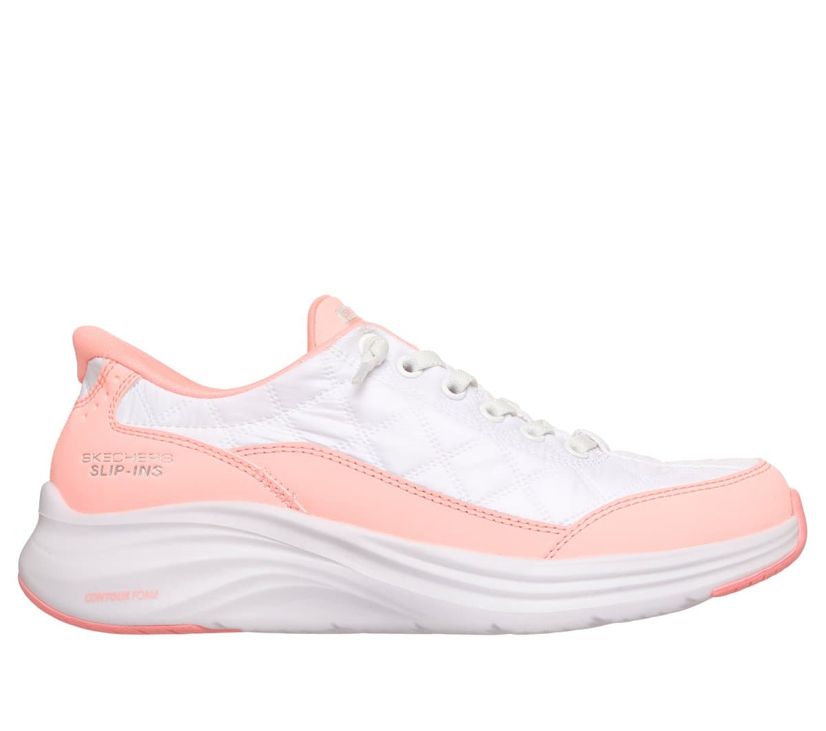 Skechers Women's Slip-ins: Contour Foam Sneaker in White/Coral, Size 3, Machine Washable
