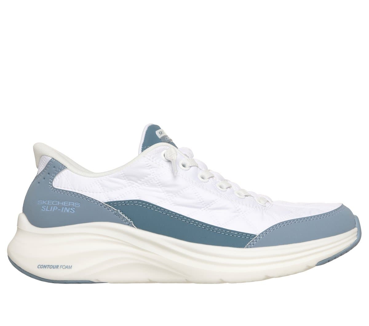 Skechers Women's Slip-ins: Contour Foam Sneaker in White/Light Blue, Size 8, Machine Washable