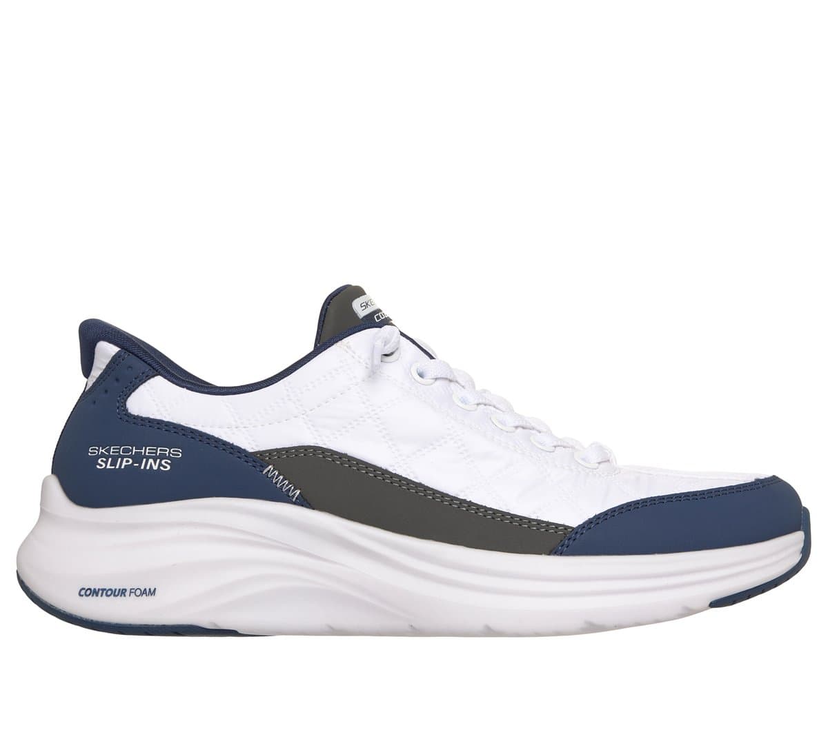Skechers Women's Slip-ins: Contour Foam Sneaker in White/Navy Blue, Size 6, Machine Washable