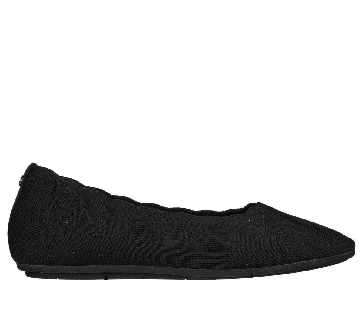 Skechers Women's Arch Fit Cleo Flats in Black, Size 4, Vegan, Machine Washable