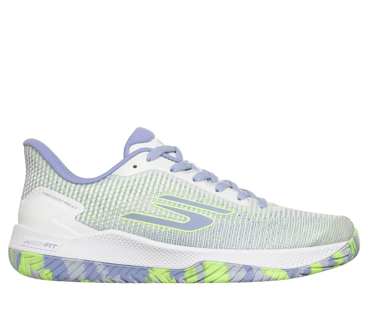 Skechers Women's Viper Court Pro 2.0 Sneaker in White/Periwinkle, Size 3, Arch Fit