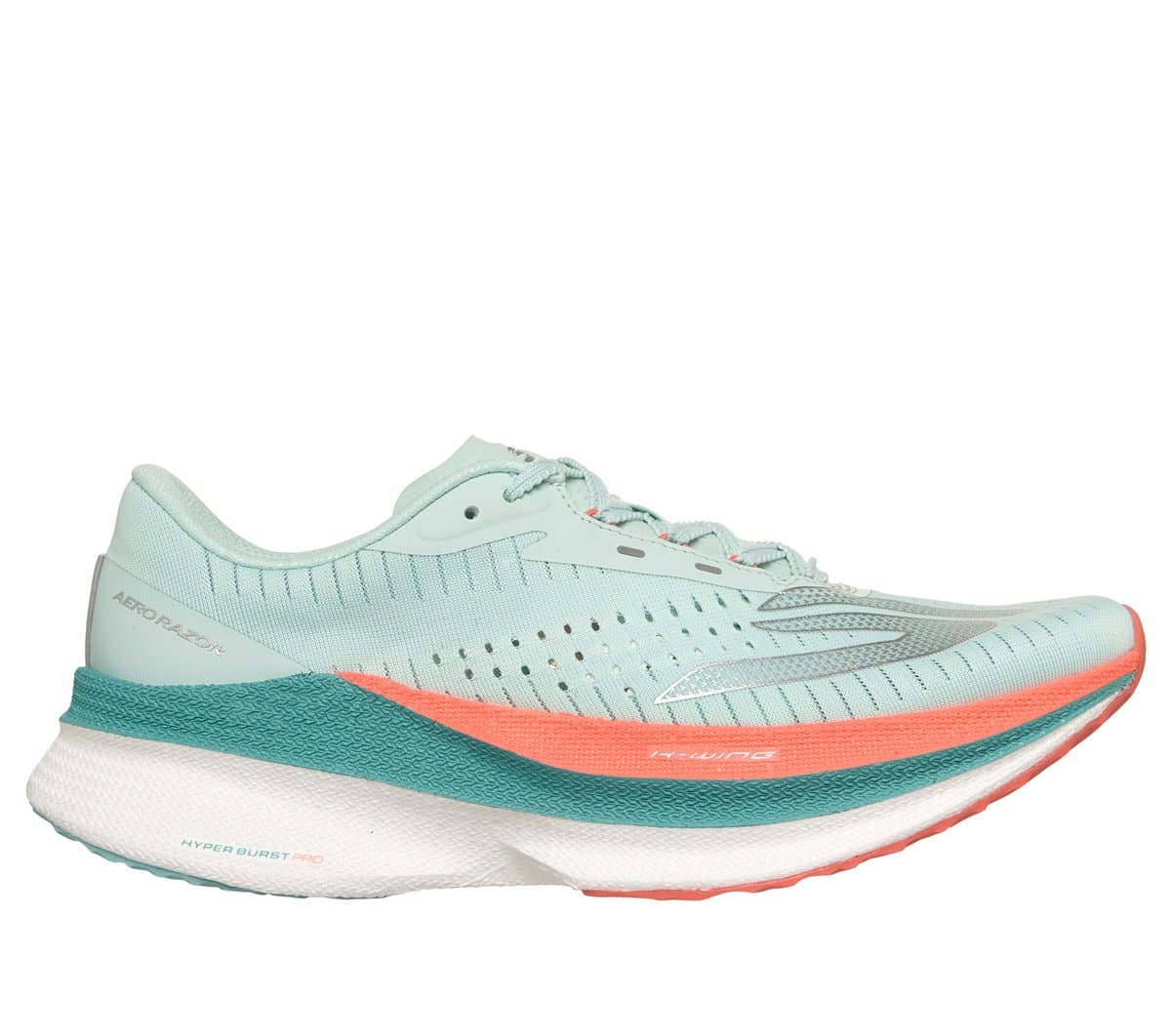 Skechers Women's Aero Razor Sneaker in Turquoise/Coral, Size 3.5, Vegan, Machine Washable , Arch Fit , Hyper Burst