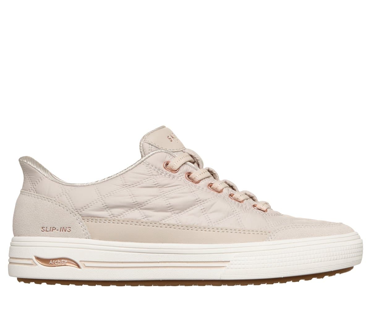 Skechers Women's Slip-ins: Arch Fit Arcade - Cosy Fit Cuddle Steps Sneaker in Off White, Size 3.5