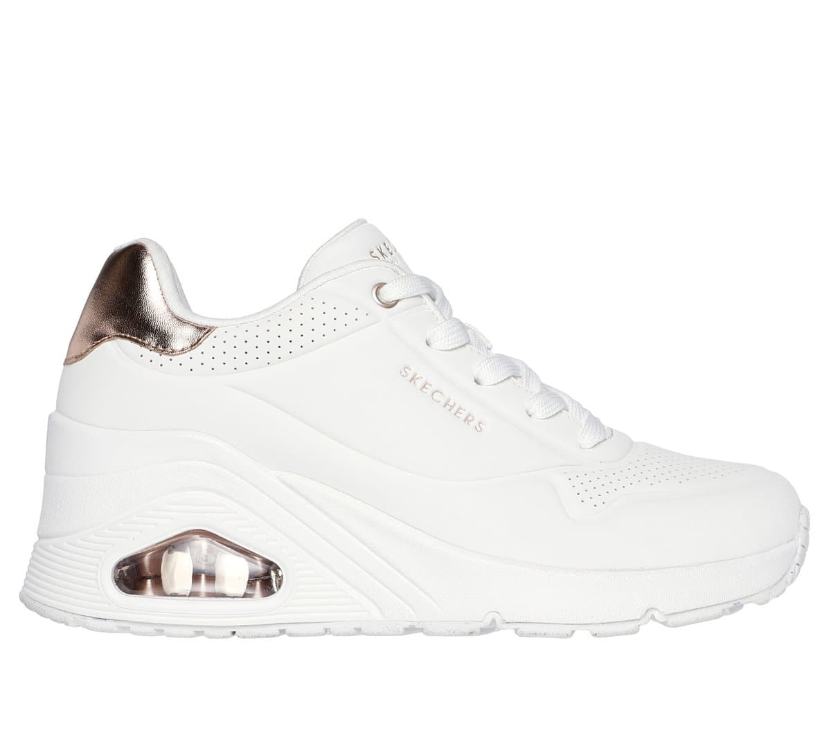 Skechers Women's Uno Wedge - HI Steps Sneaker in White, Size 5