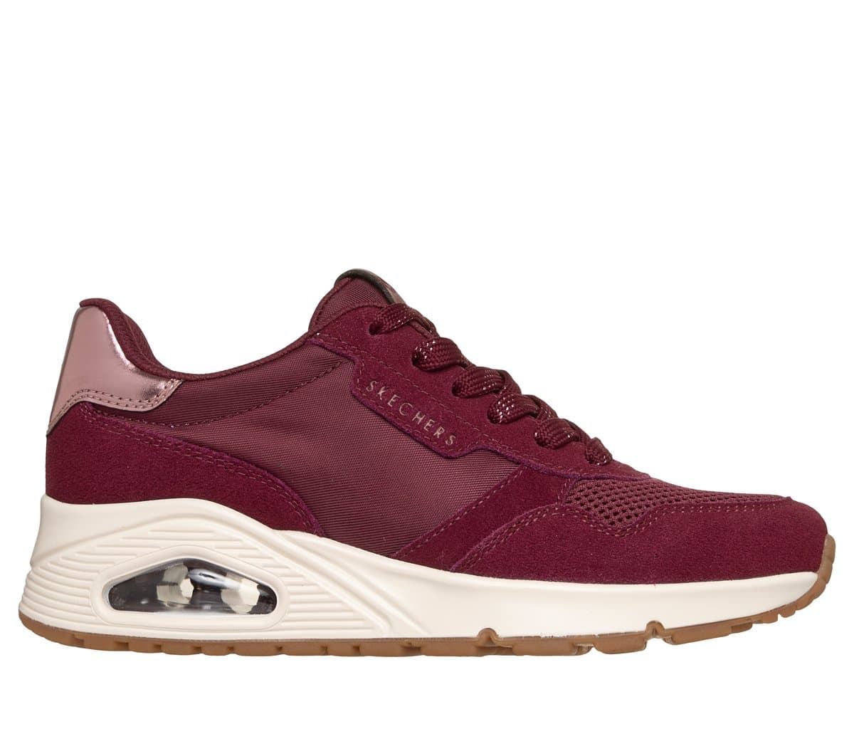 Skechers Women's UNO - Vintage Air Sneaker in Burgundy, Size 4