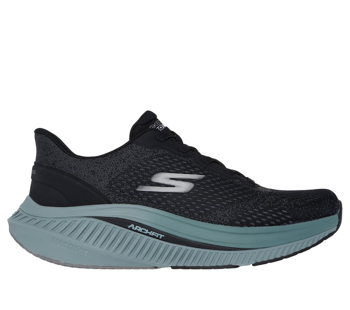 Skechers Men's GO WALK Max Cushioning Arch Fit - Jonah Sneaker in Black/Green, Size 6, Machine Washable