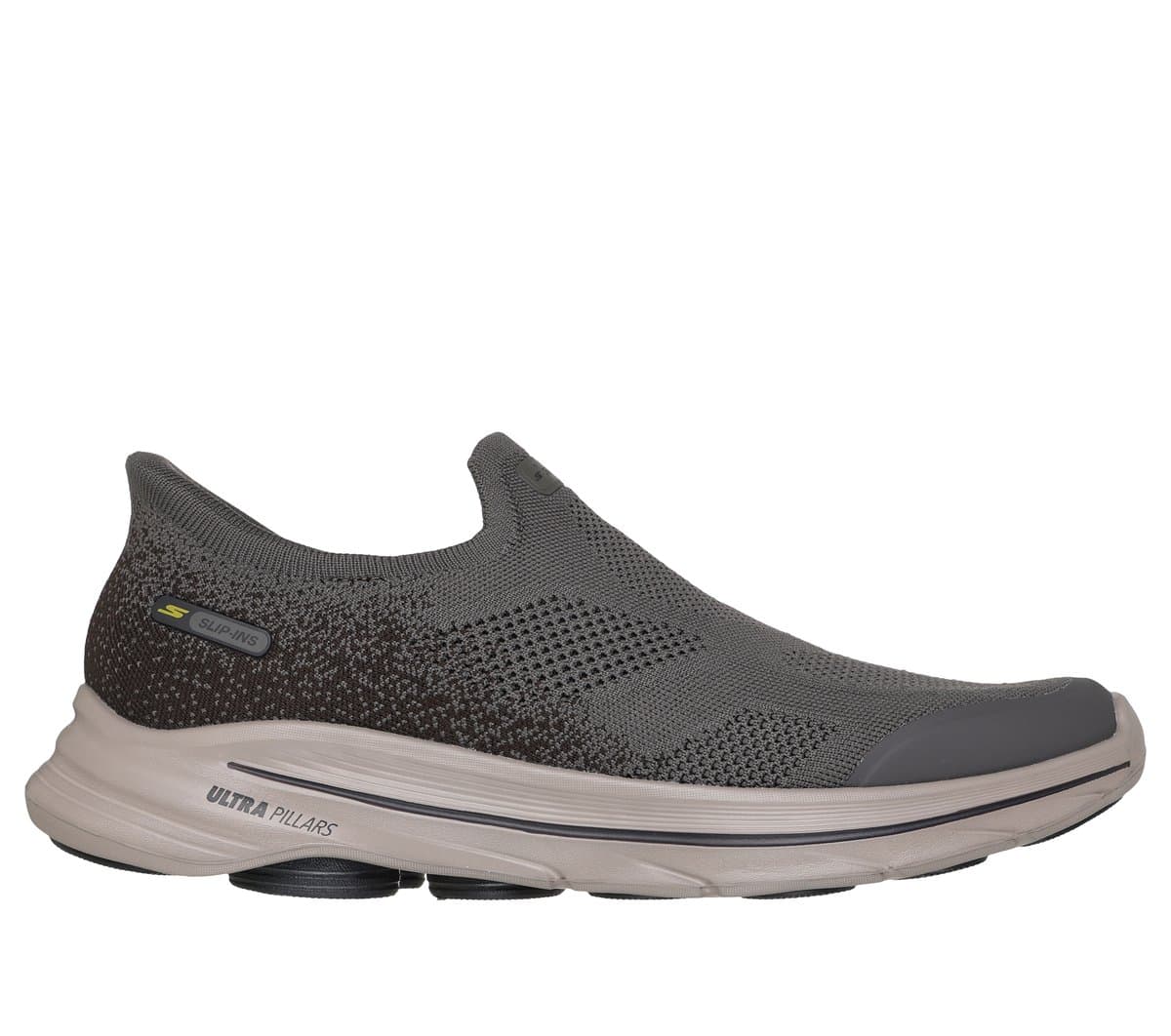 Skechers Men's Slip-ins: GO WALK 8 - Pelayo Sneaker in Dark Taupe, Size 9, Vegan, Machine Washable