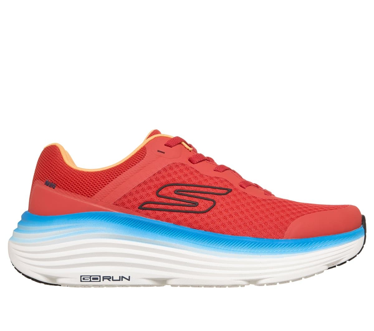 Skechers Men's Max Cushioning Endeavour Sneaker in Orange/Blue, Size 6, Vegan, Machine Washable