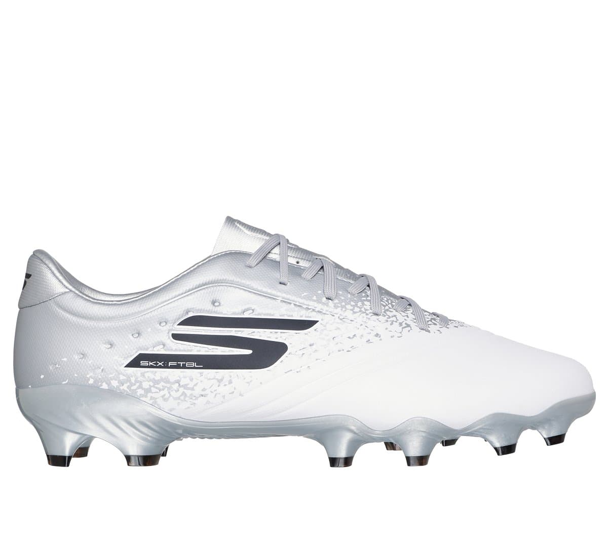 Skechers Razor 1.5 Academy FG Shoes in White/Silver, Size 3.5