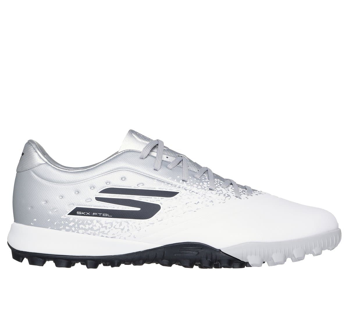 Skechers Razor 1.5 Academy TF Shoes in White/Silver, Size 5.5