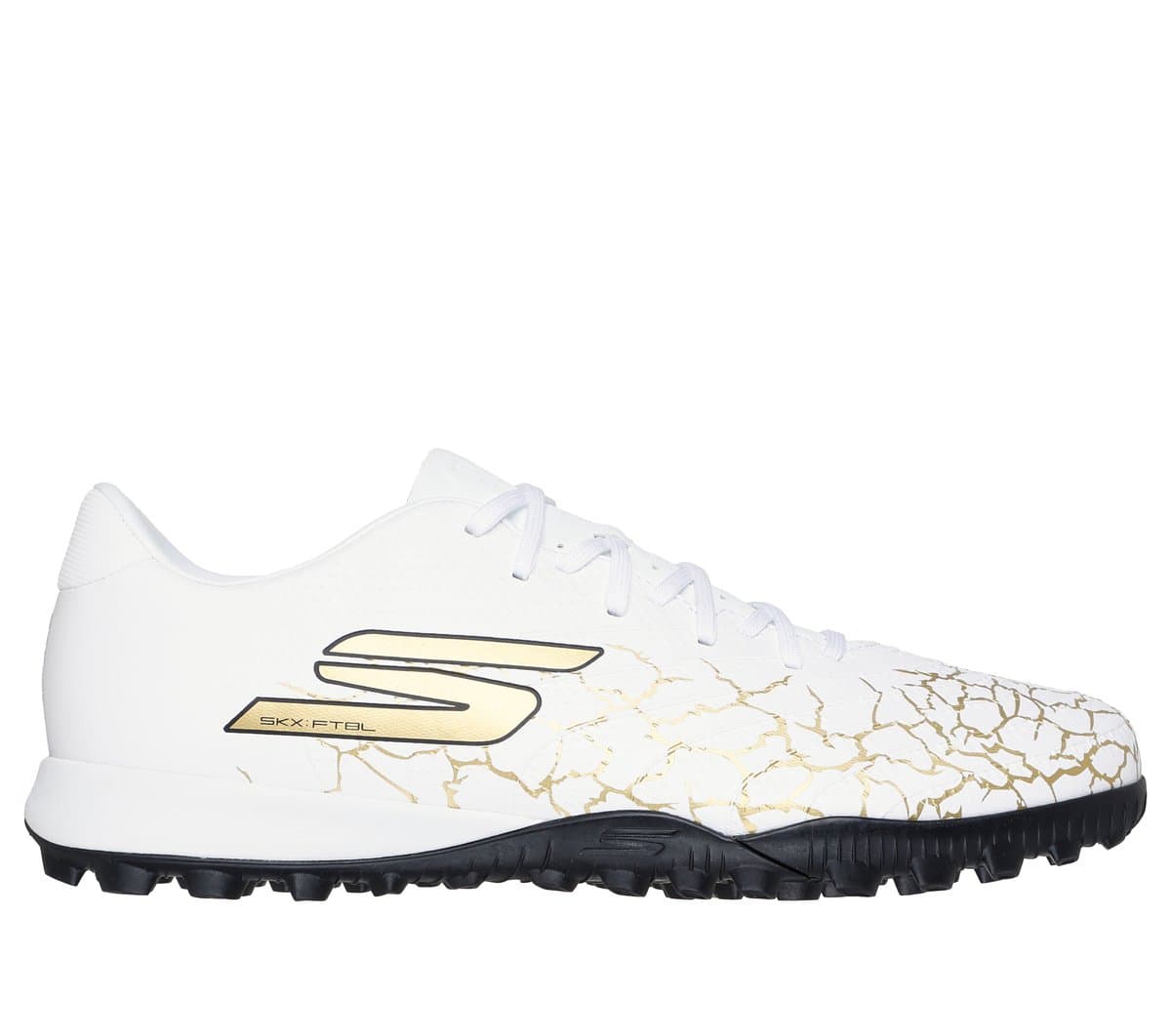 Skechers SKX_1.5 Academy TF Shoes in White/Black/Gold, Size 6