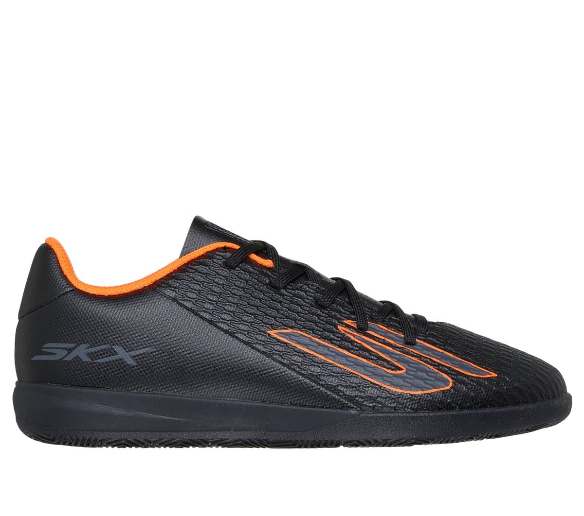 Skechers SKX_2 Jr TD IC Shoes in Black/Orange, Size 9