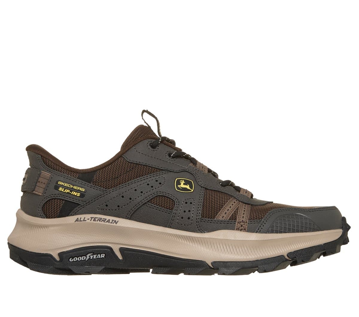 Skechers Men's Slip-ins John Deere Relaxed Fit: Equalizer 5.0 Trail - Harvest Sneaker in Brown/Black, Size 7