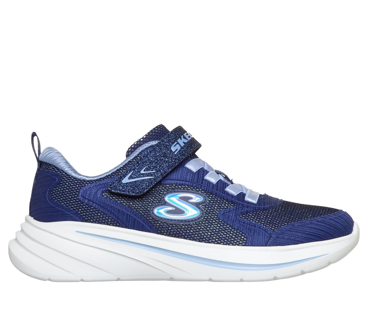 Skechers Girls Wave 92 Sneaker in Navy Blue/Light Blue, Size 13, Machine Washable