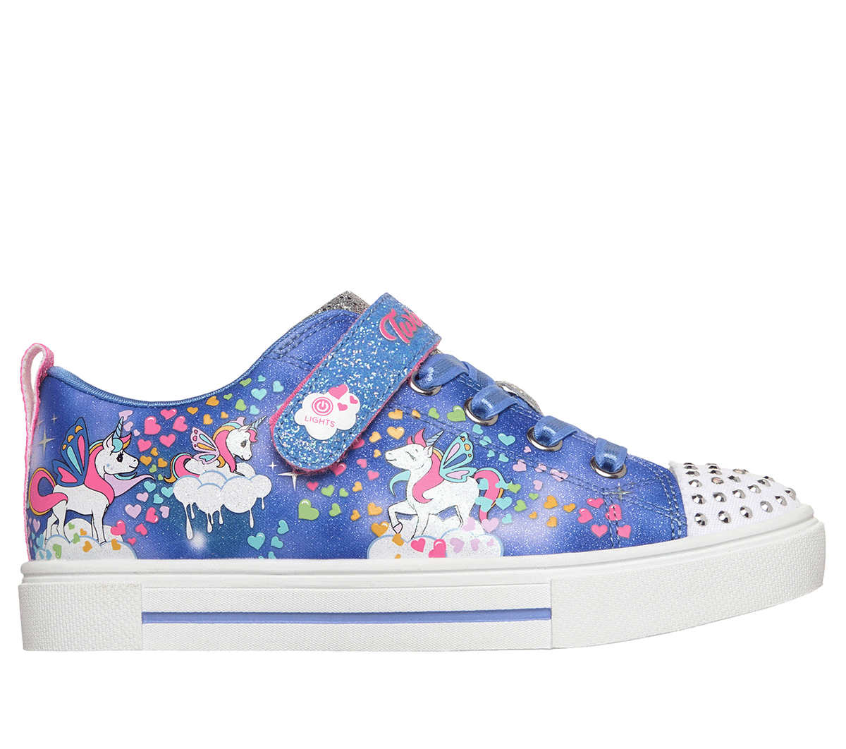 Skechers Girls Twinkle Toes: Twinkle Sparks - Unicorn Wonderland Sneaker in Blue, Size 13