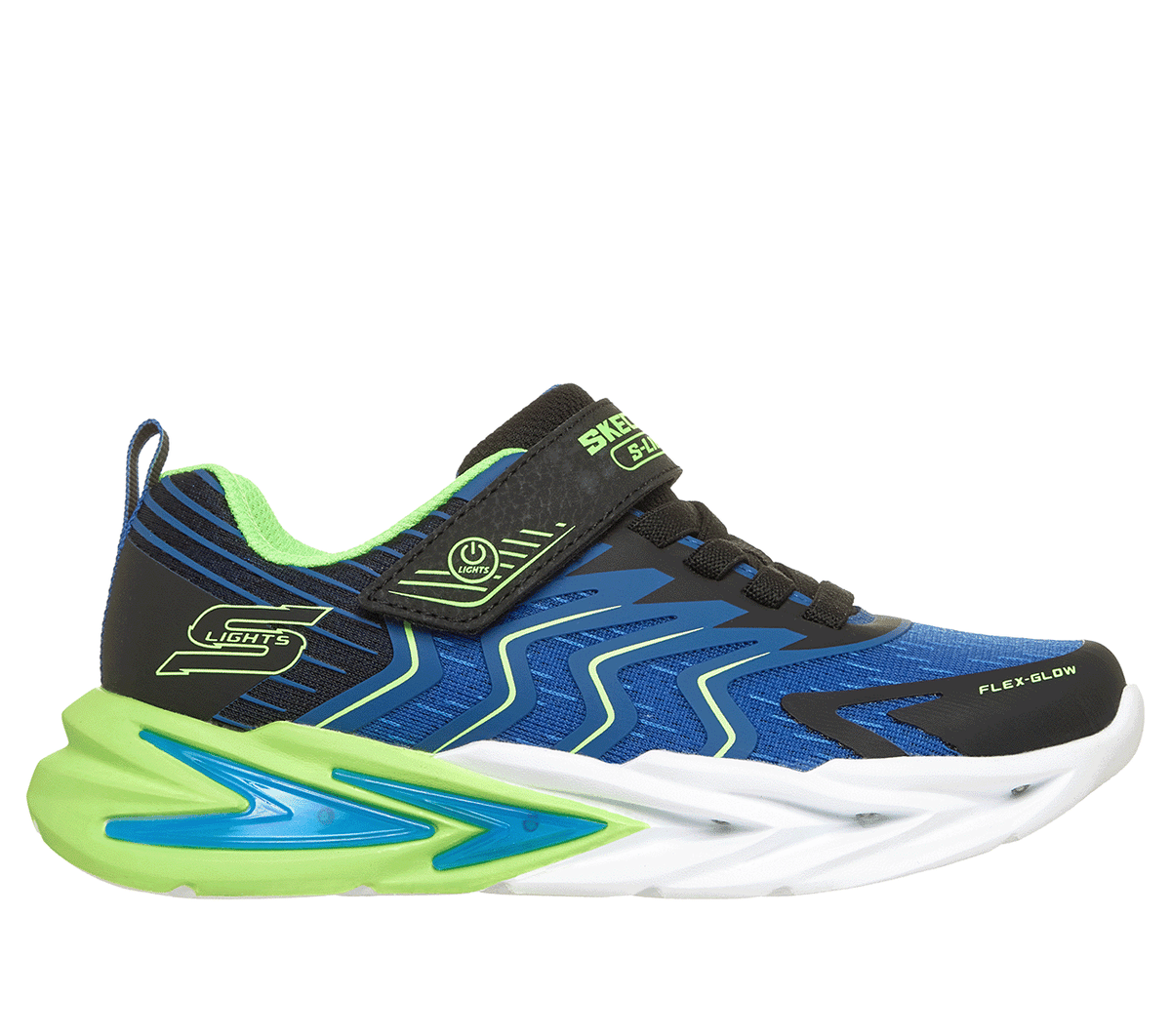 Skechers Boy's S-Lights: Flex-Glow Ultra - Prism-Pacer Sneaker in Black/Lime, Size 13