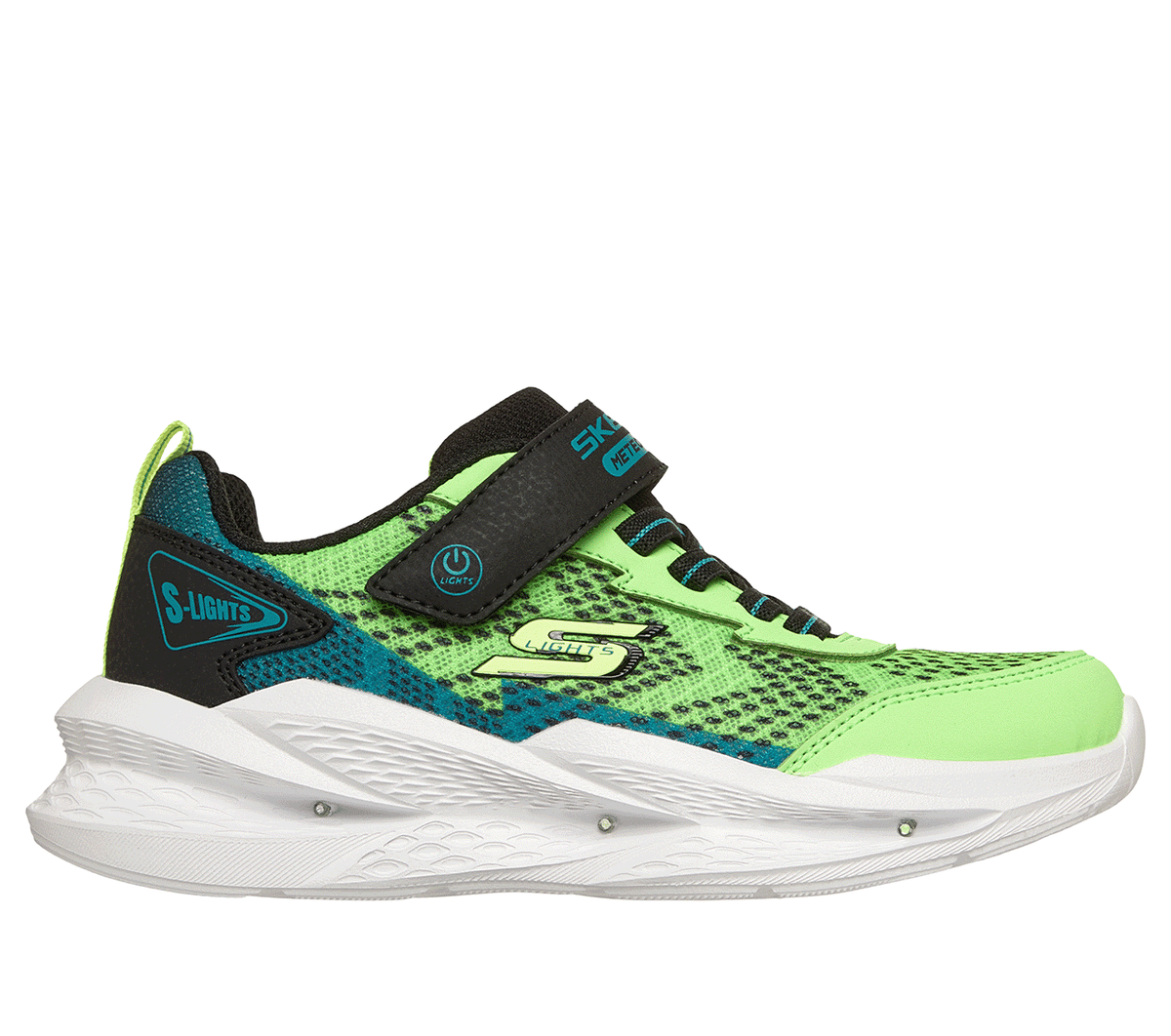Skechers Boy's S-Lights: Meteor-Lights 2.0 Sneaker in Lime/Black, Size 12