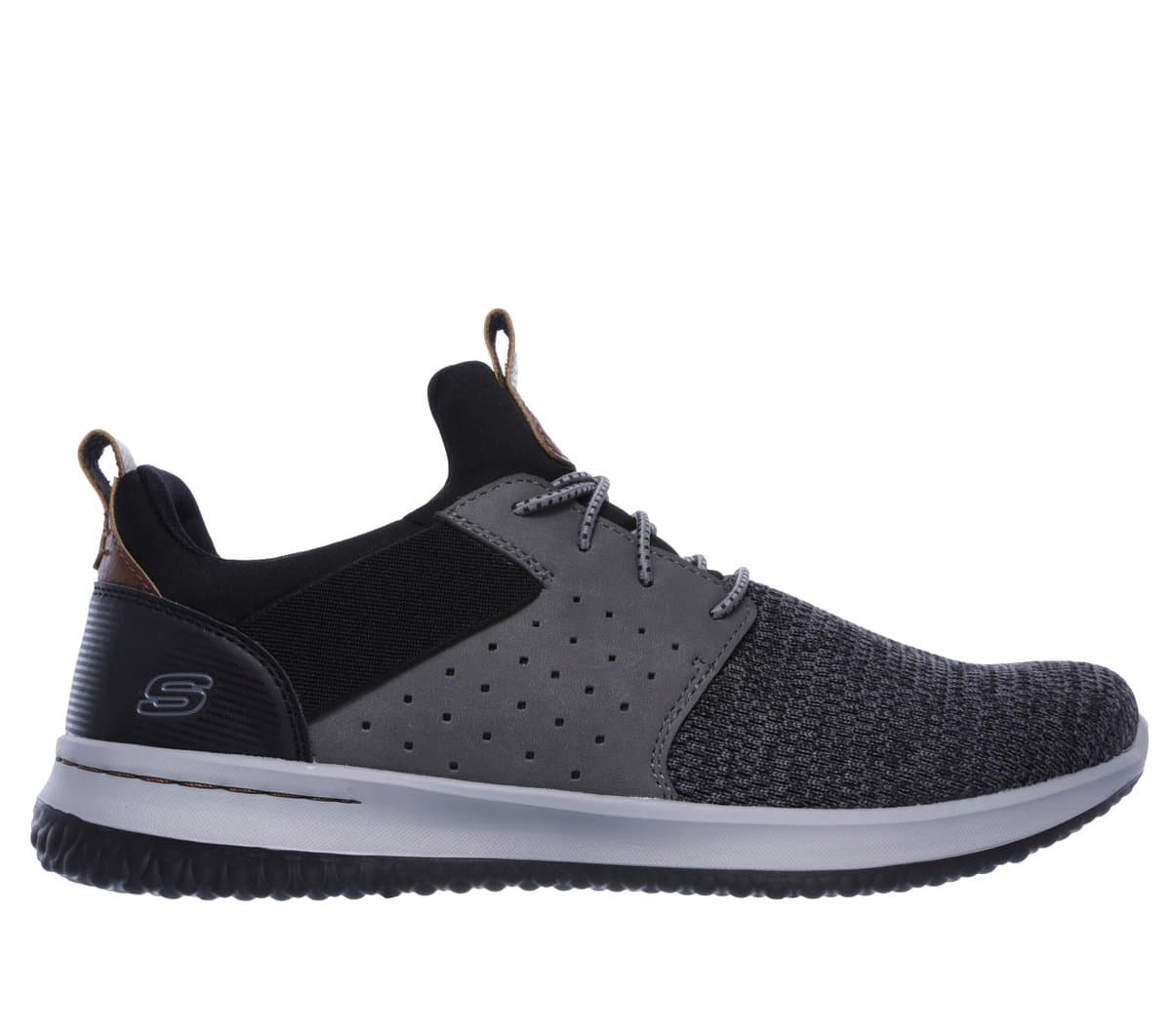 Skechers Men's Delson - Camben Sneaker in Black/Gray, Size 6.5, Vegan