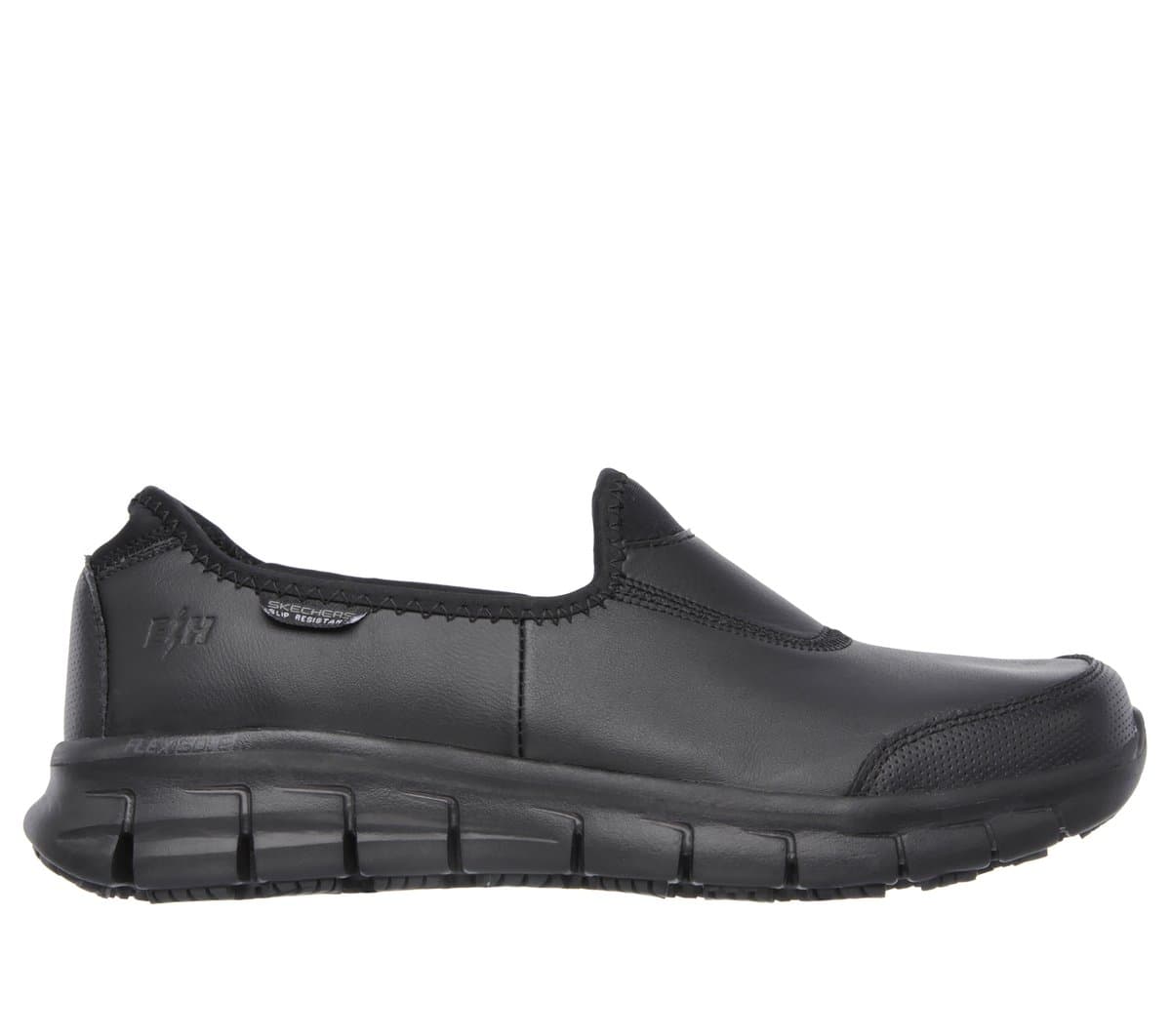 Skechers Women's Work Relaxed Fit: Sure Track Slip-On Shoes in Black, Size 7