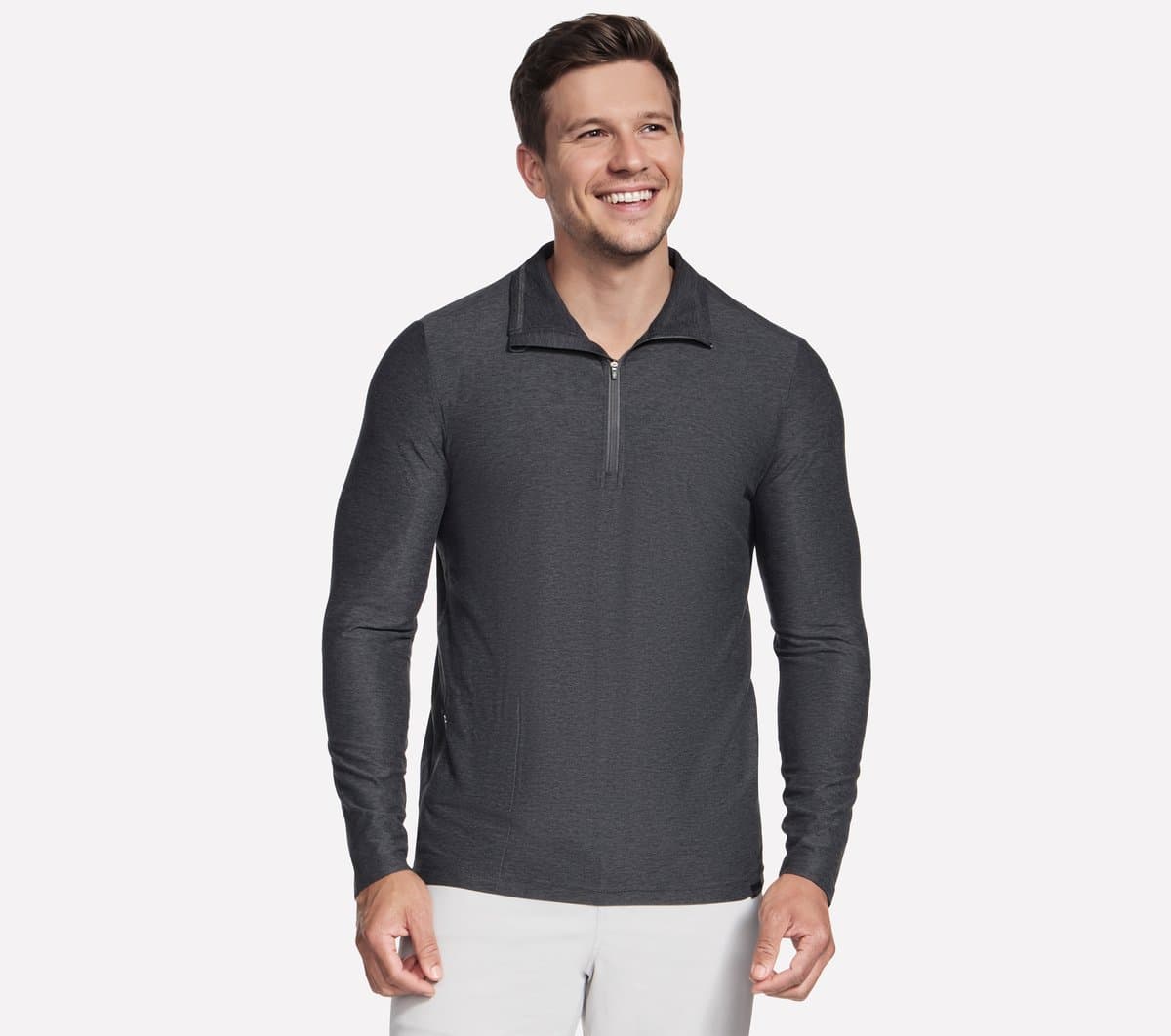 Skechers Men's GO DRI All Day 1/4 Zip Top in Black/Charcoal, Size Small