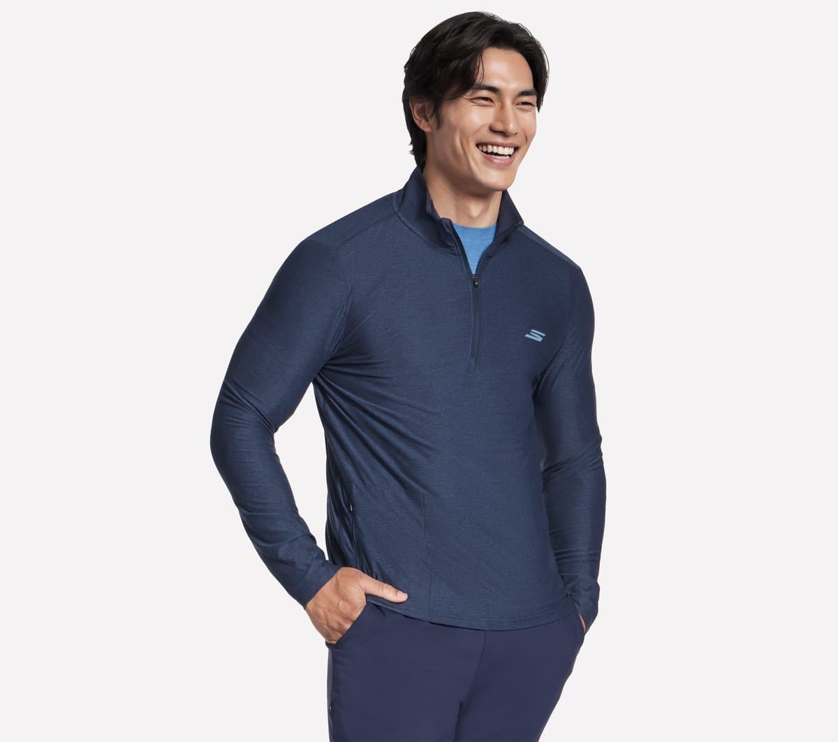 Skechers Men's GO DRI All Day 1/4 Zip Top in Navy Blue, Size Medium