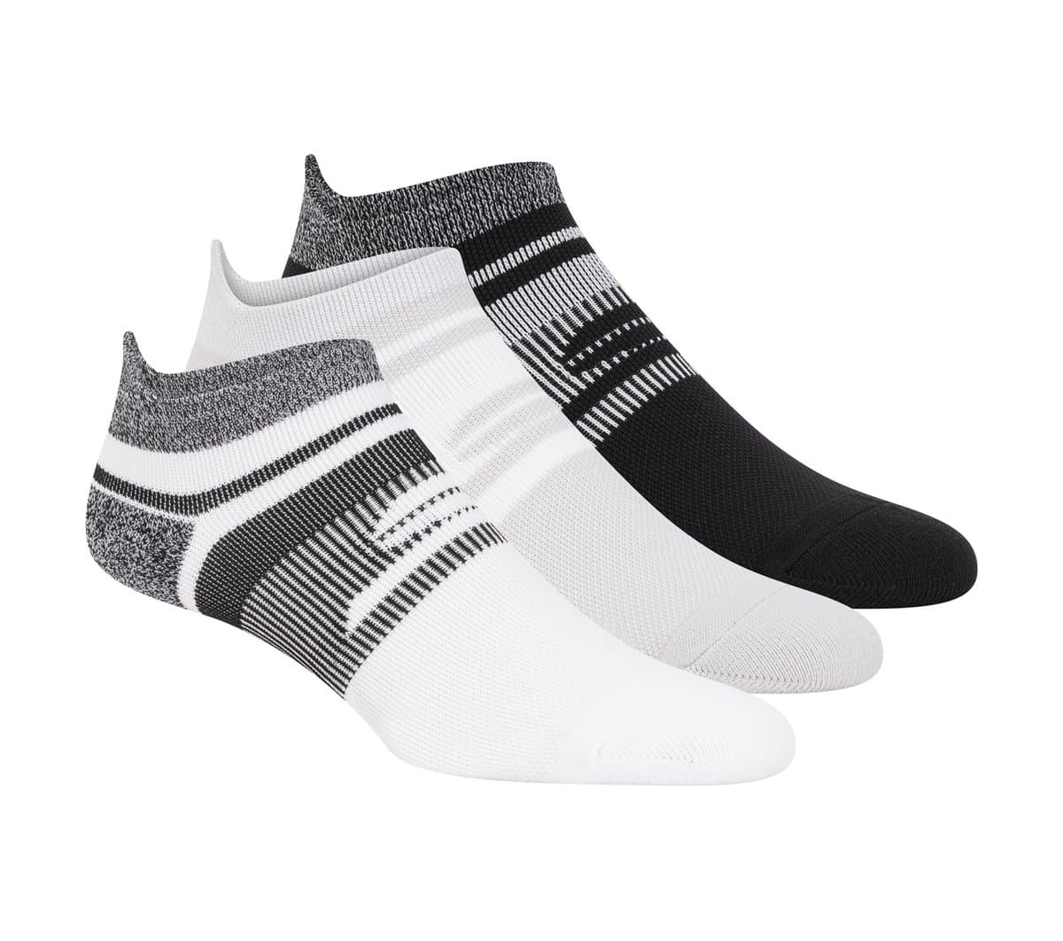 Skechers 3 Pack Women's Performance Low Cut Running Heel Tab Socks in White/Gray, Size Medium